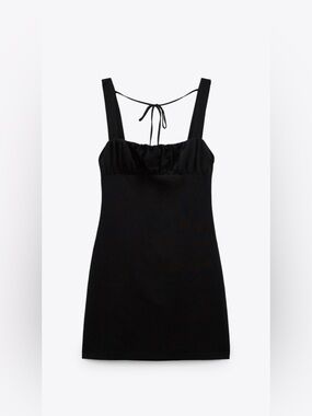 Zara Black Mini Dress with Tie Back Abercrombie Gap Madewell Free People Dissh
